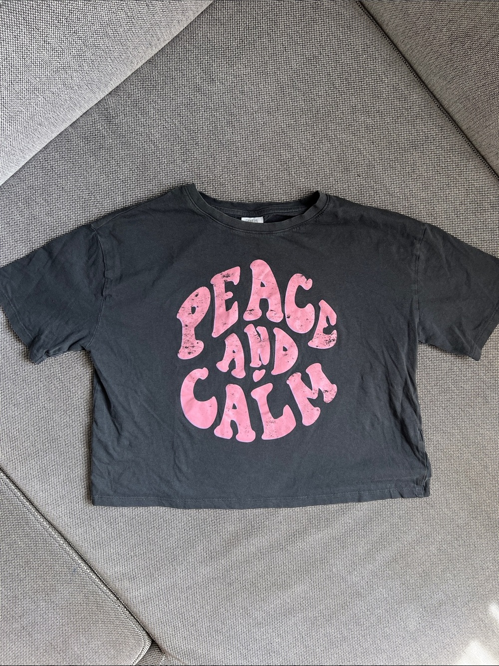 Zara Peace and Calm Pink Graphic Crop Tee - Kids- Size 11-12